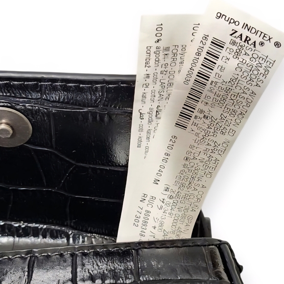 Zara Black Croc-Pattern Crossbody Bag - Picture 8 of 8